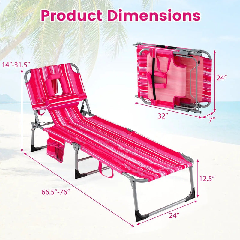 Tanning Chair with Face Arm Holes Folding Chair by DirectDeals