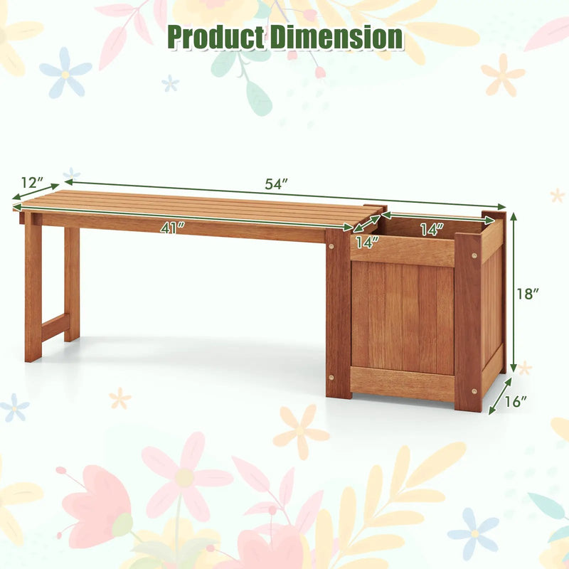 Teak Oil Finish Raised Garden Bed Wood Planter Box with Bench by DirectDeals