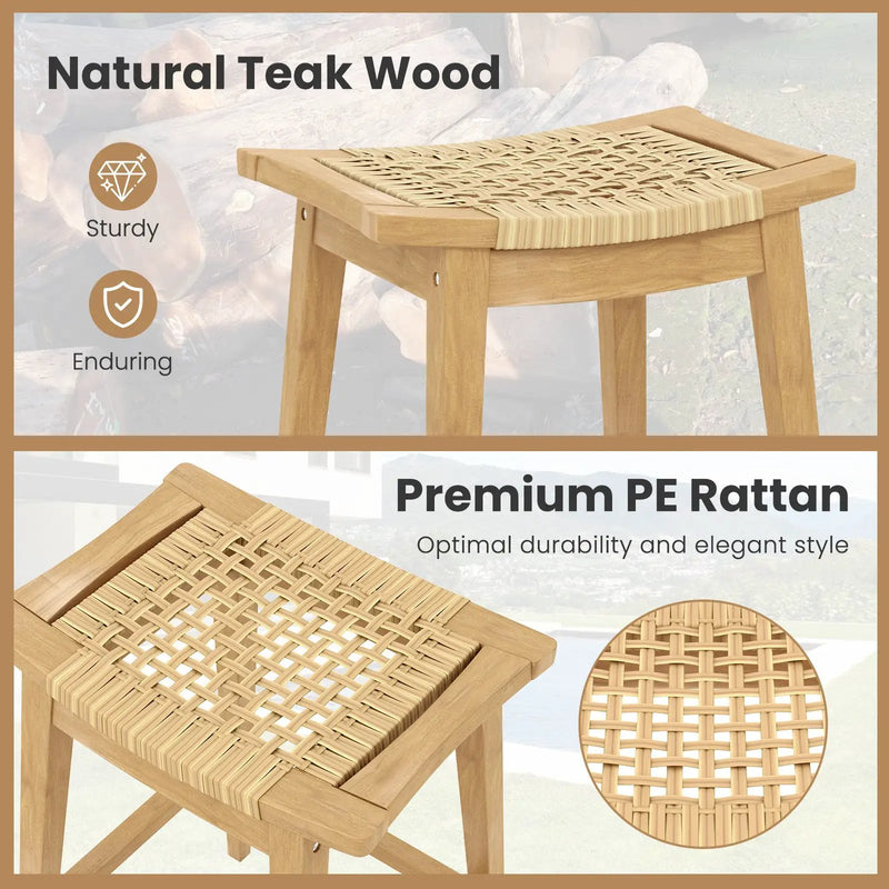 29 Inch Patio Rattan Barstool with Footrest and Saddle Seat by DirectDeals