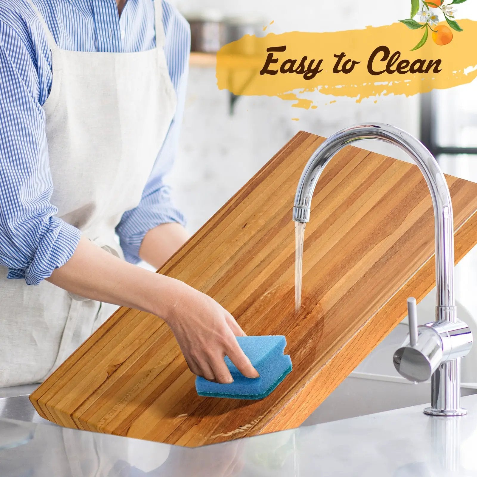 Teak Wood Cutting Board Extra Large 24 Inch Reversible Cutting Board with Handle by DirectDeals