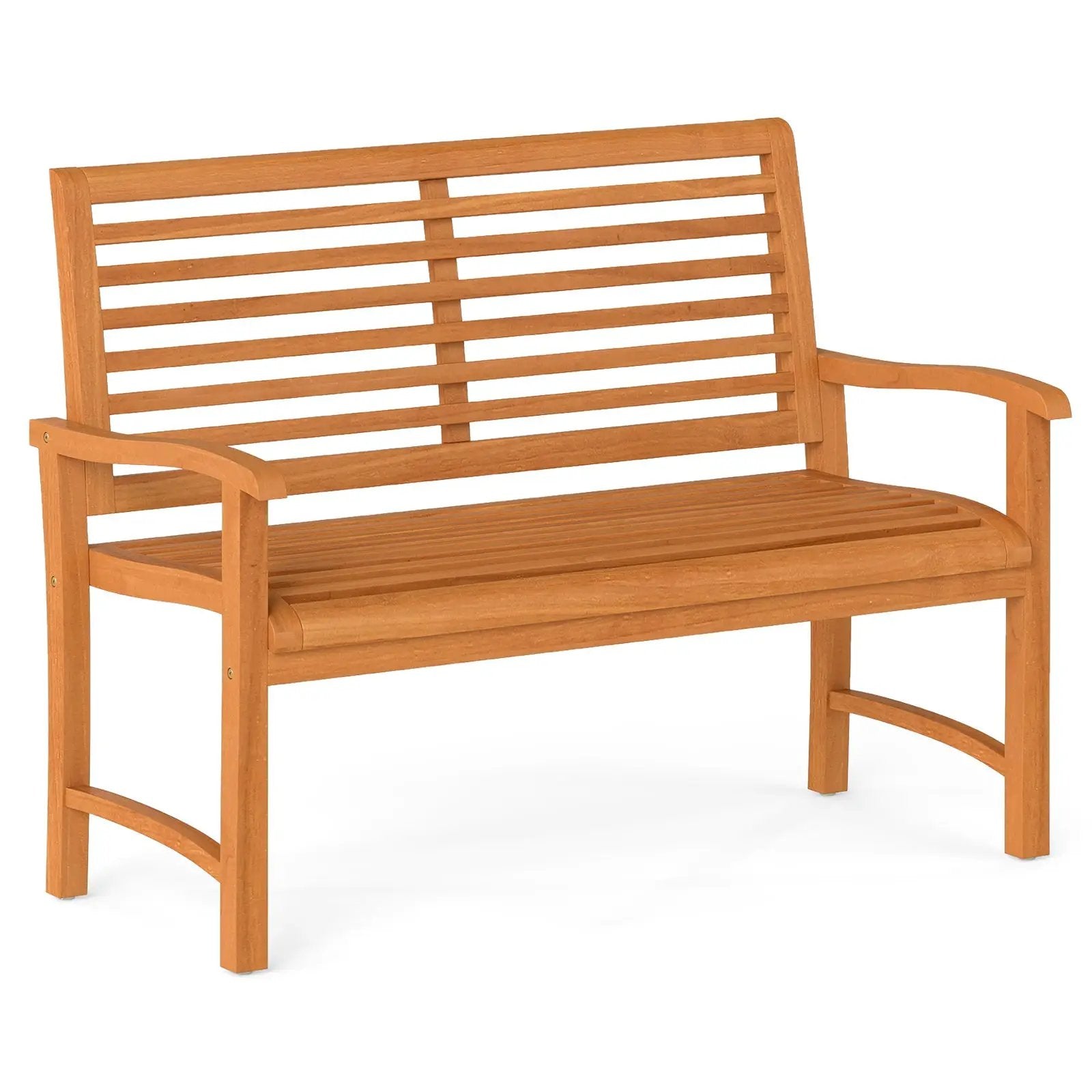 Teak Wood Outdoor Garden Bench with Slatted Backrest and Seat by DirectDeals