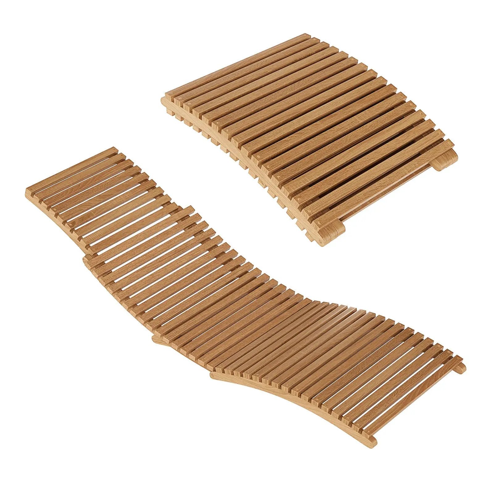 Teak Wood Patio Folding Chaise Lounge Chair with Slatted Seat by DirectDeals