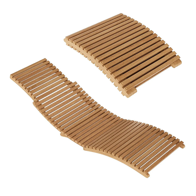 Teak Wood Patio Folding Chaise Lounge Chair with Slatted Seat by DirectDeals