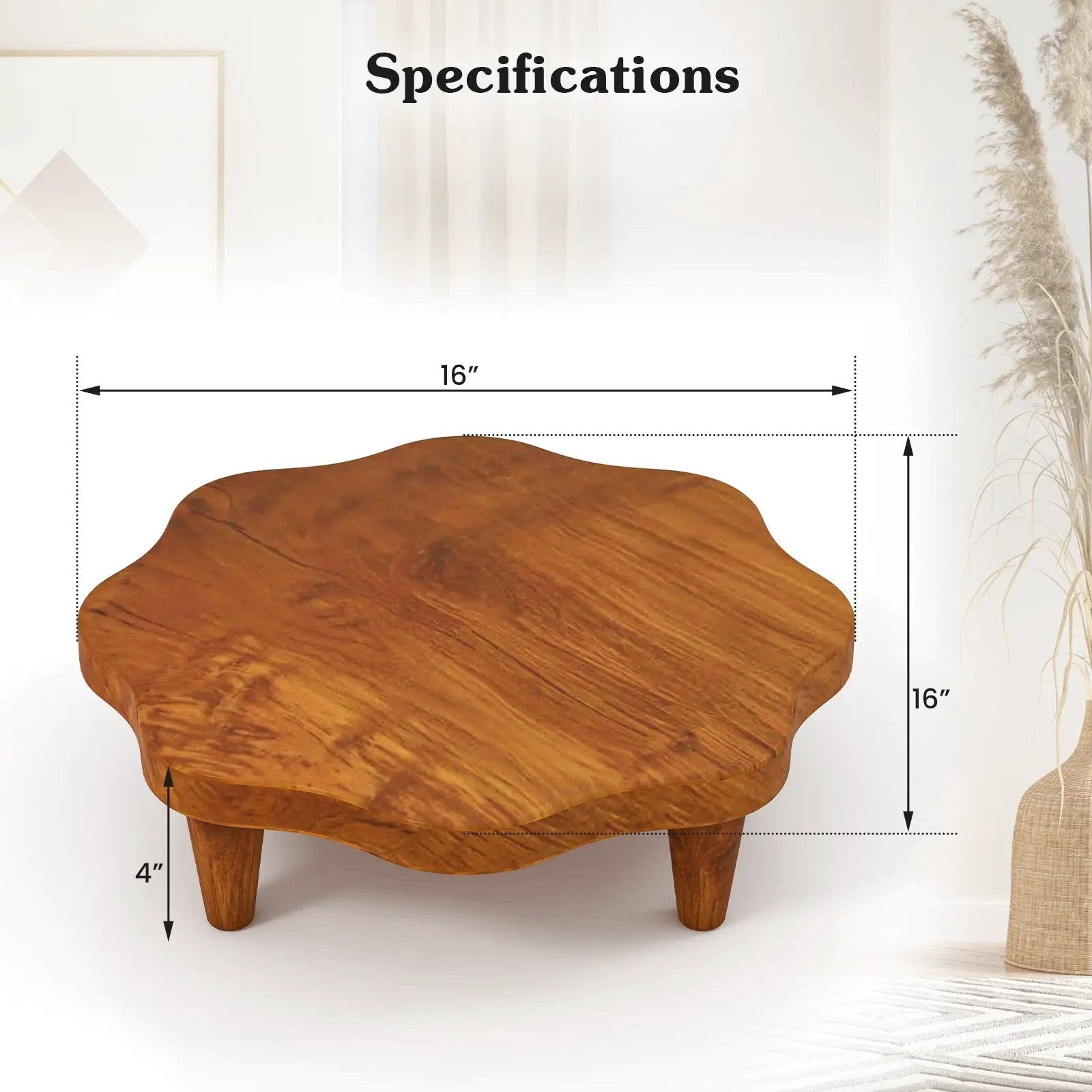 16" Teak Wood Pedestal Stand for Aroma and Snacks by DirectDeals