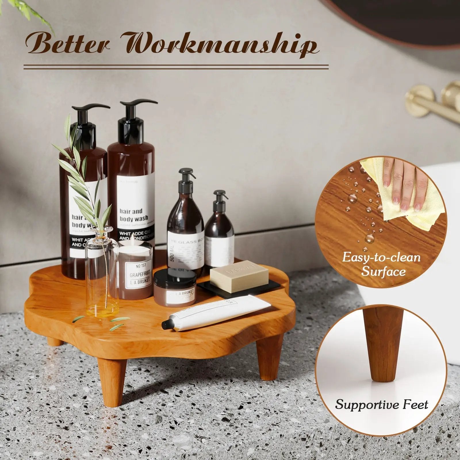 16" Teak Wood Pedestal Stand for Aroma and Snacks by DirectDeals