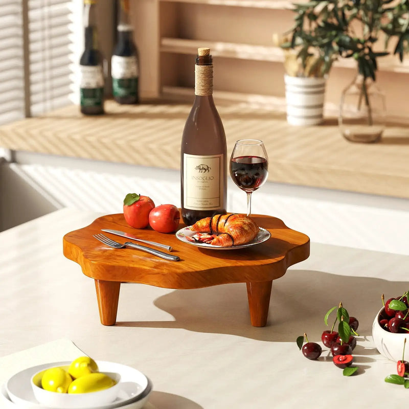 16" Teak Wood Pedestal Stand for Aroma and Snacks by DirectDeals