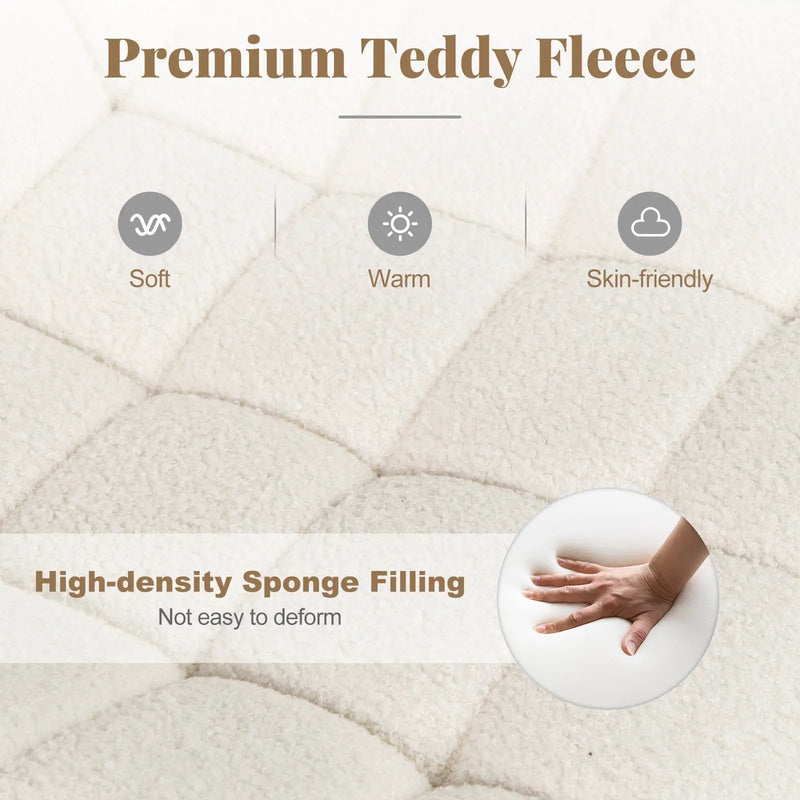 Teddy Fleece Armless Office Chair Makeup Vanity Chair-White by DirectDeals