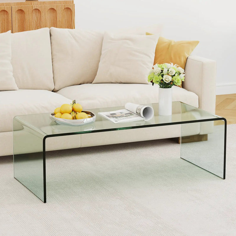 Tempered Glass Coffee Table Set of 3 with 1 Clear Coffee Table and 2 End Tables by DirectDeals