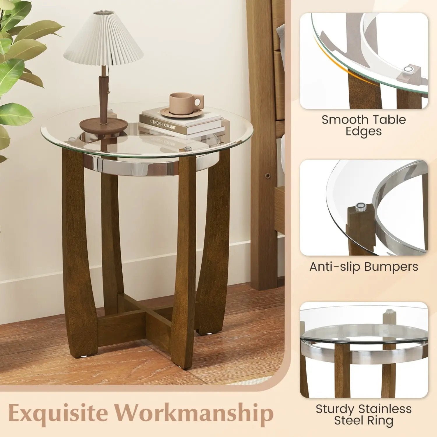 Tempered Glass Coffee Table Set of 3 for Living Room Bedroom by DirectDeals