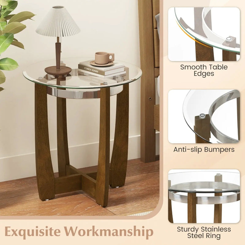 Tempered Glass Coffee Table Set of 3 for Living Room Bedroom by DirectDeals