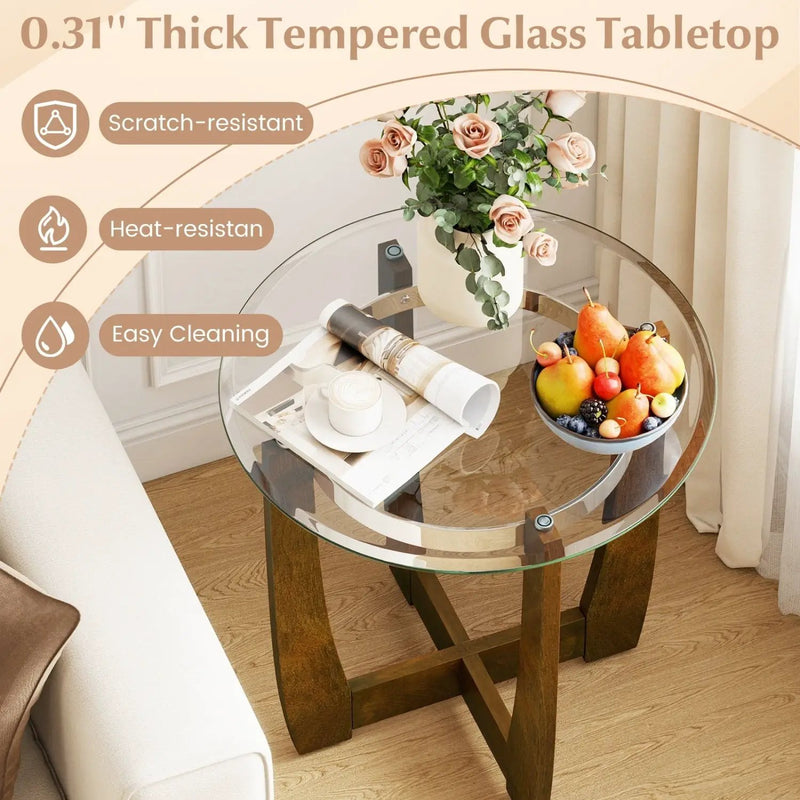 Tempered Glass Coffee Table Set of 3 for Living Room Bedroom by DirectDeals