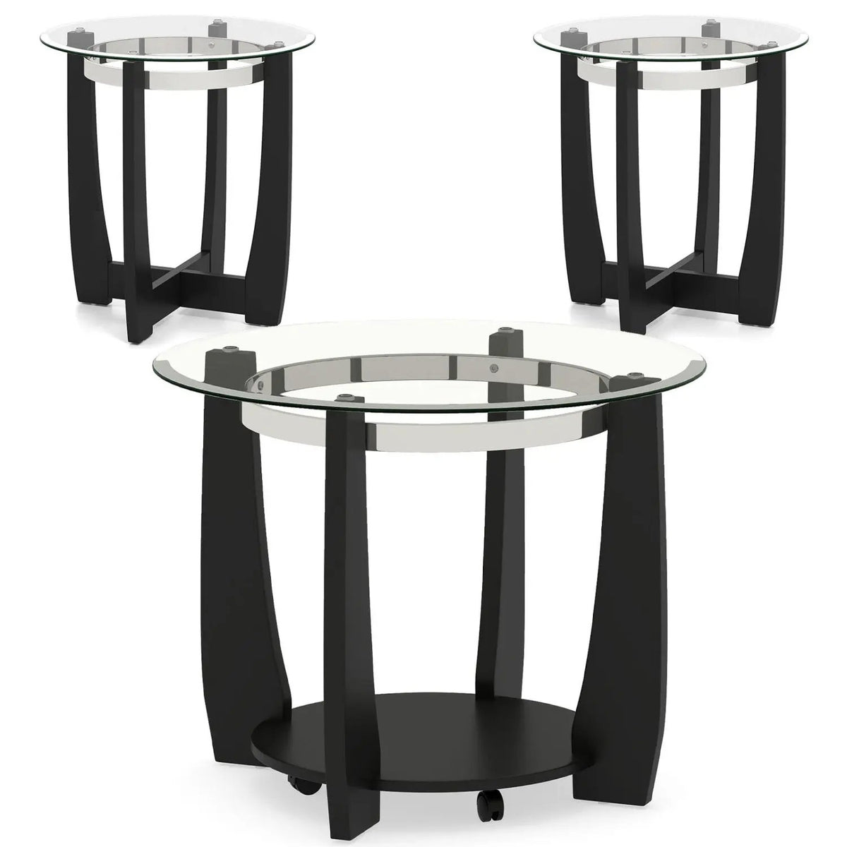 Tempered Glass Coffee Table Set of 3 for Living Room Bedroom by DirectDeals