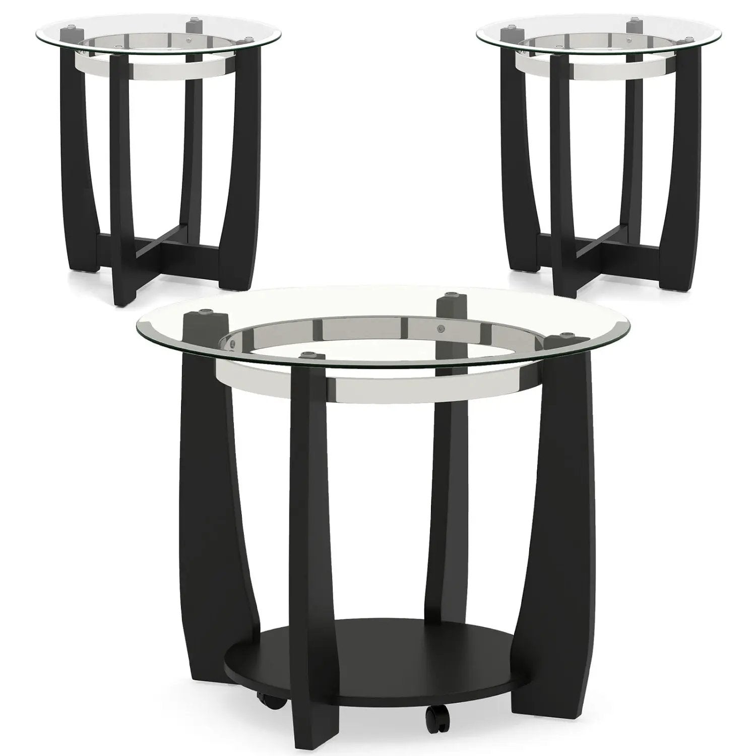 Tempered Glass Coffee Table Set of 3 for Living Room Bedroom by DirectDeals