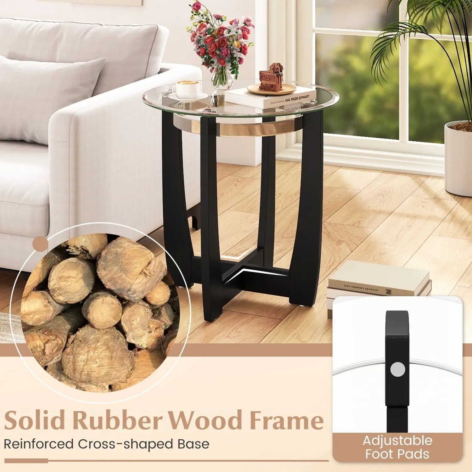 Tempered Glass Coffee Table Set of 3 for Living Room Bedroom by DirectDeals
