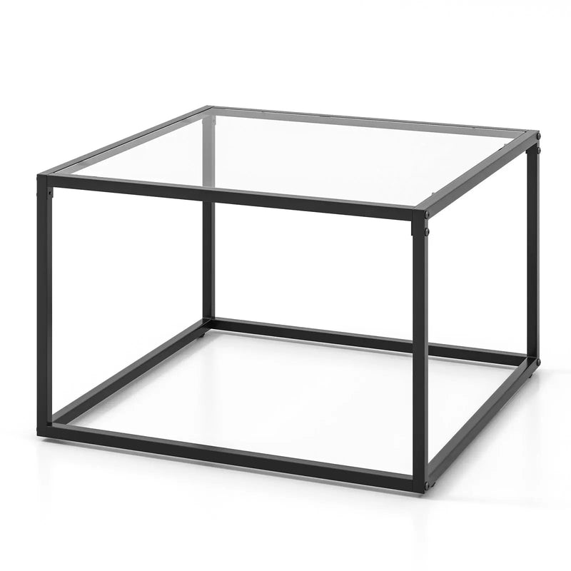 27.5 Inch Home Square Tea Table with Heavy-duty Metal Frame by DirectDeals