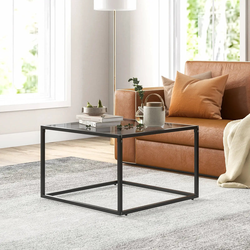27.5 Inch Home Square Tea Table with Heavy-duty Metal Frame by DirectDeals