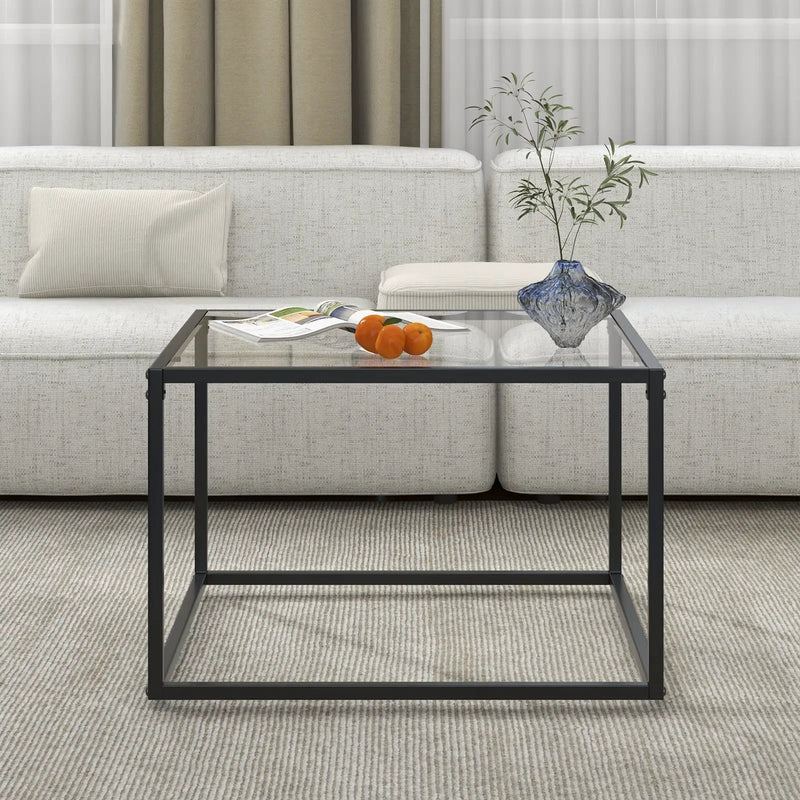 27.5 Inch Home Square Tea Table with Heavy-duty Metal Frame by DirectDeals