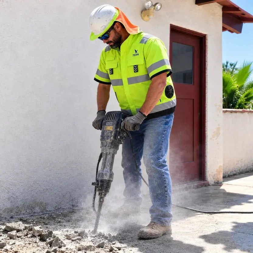 30V Battery-Powered High Vis Fan-Cooled Short Sleeve Complete Cooling System by Tomahawk Power