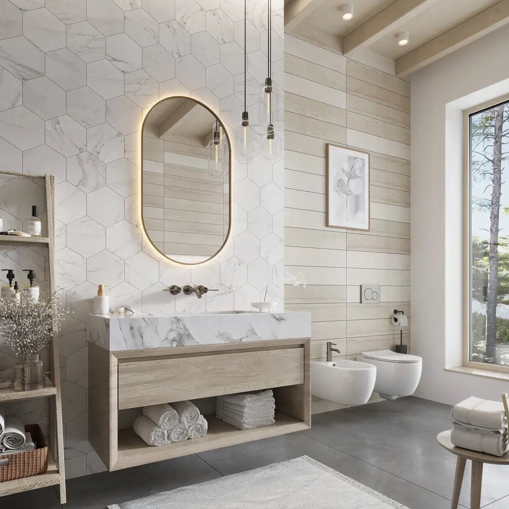 White 8x9 Hexagon Matte Porcelain Tile (25 pack, 9.93 sq ft/case) by Apollo Tile