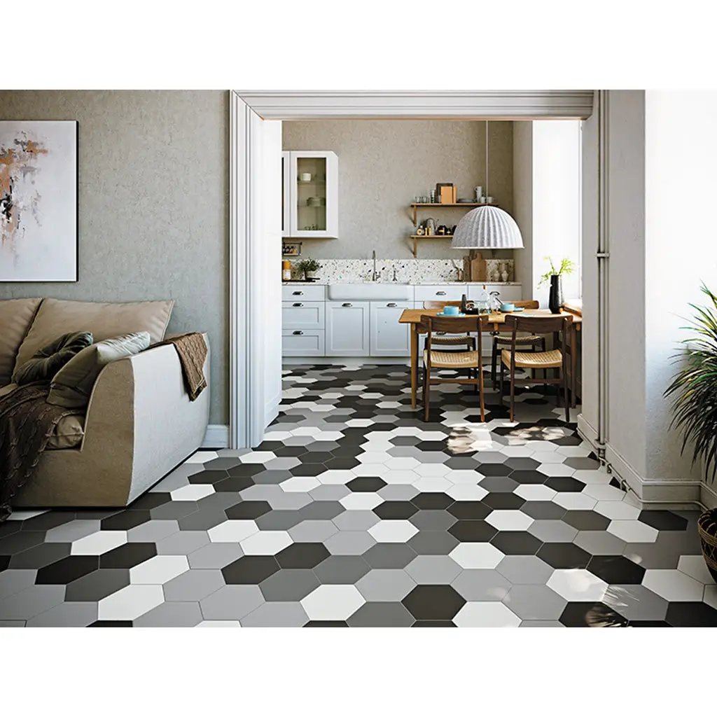 White Multicolor 8x9 Matte Hexagon Porcelain Tile (25 pack, 9.93 sq ft/case) by Apollo Tile