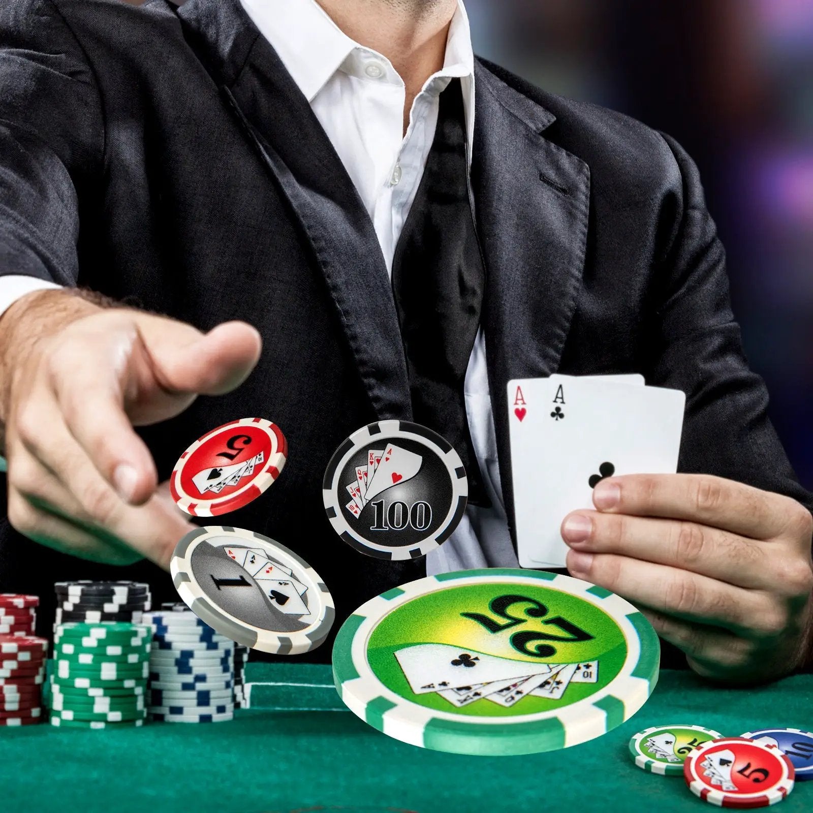 Texas Holdem Poker Chip Set with 300 Pieces Chips-Black by DirectDeals