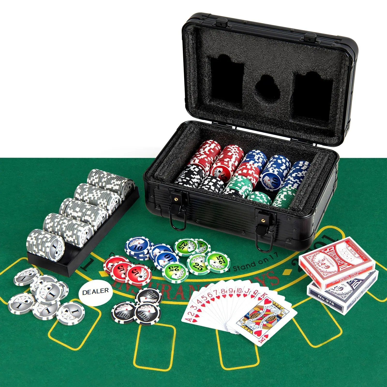 Texas Holdem Poker Chip Set with 300 Pieces Chips-Black by DirectDeals