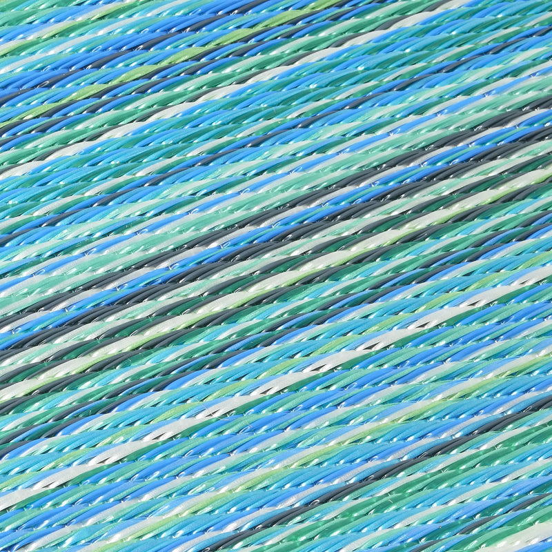 Cancun Turquoise & Moss Green Outdoor Doormat – 24" x 36" Non-Slip, Recycled Plastic by Fab Habitat