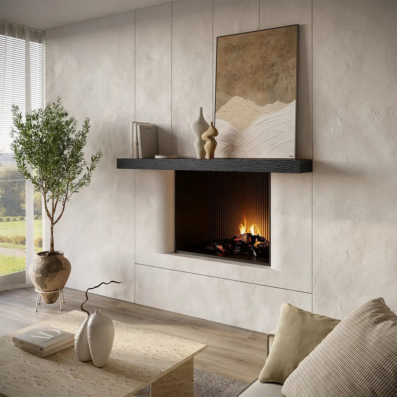 Textured Solid Floating Timber Fireplace Mantel Shelf by Dogberrycollections