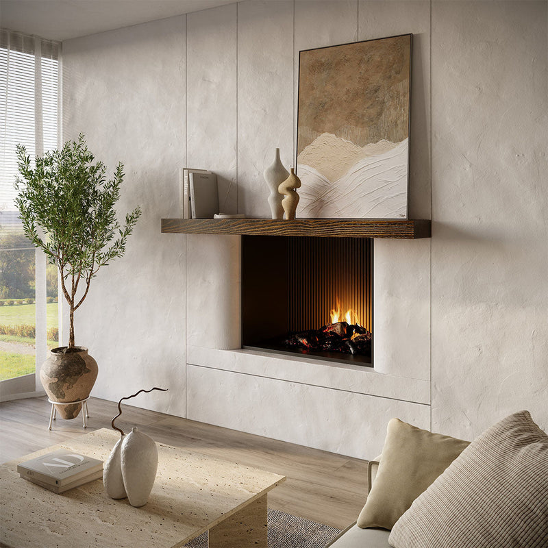 Textured Solid Floating Timber Fireplace Mantel Shelf by Dogberrycollections