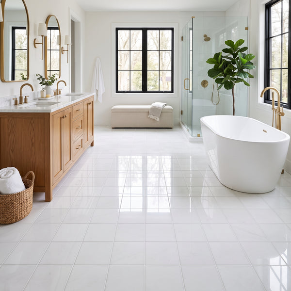 Thassos White Extra Polished Marble Tiles 12x12