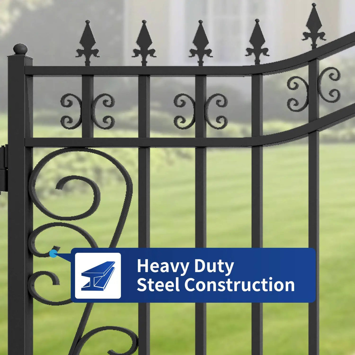 16x8 ft Dual Swing Driveway Gate with Star Pattern by Chery Industrial