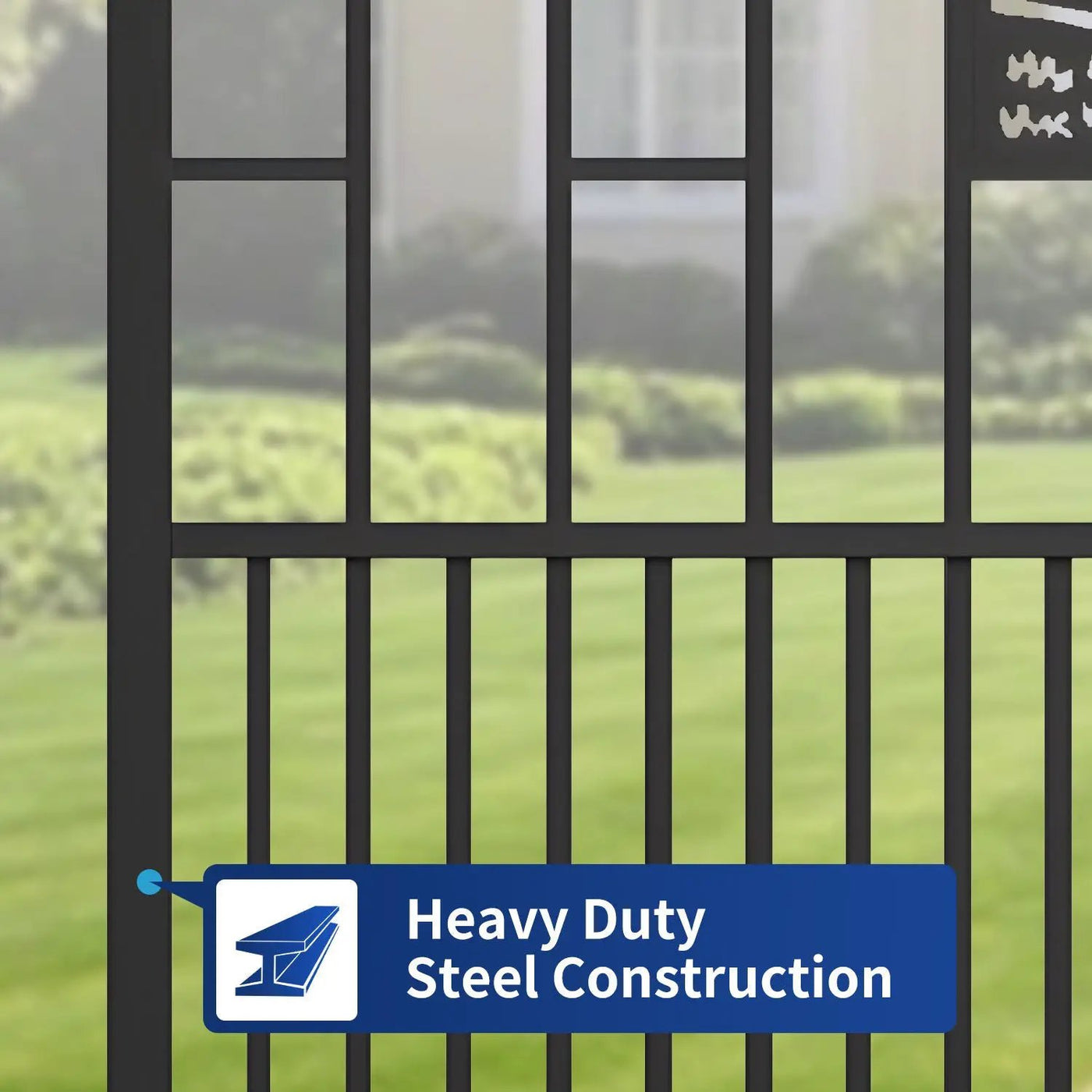 18x7 ft Steel Dual Swing Driveway Gate with Rectangular Deer Pattern by Chery Industrial
