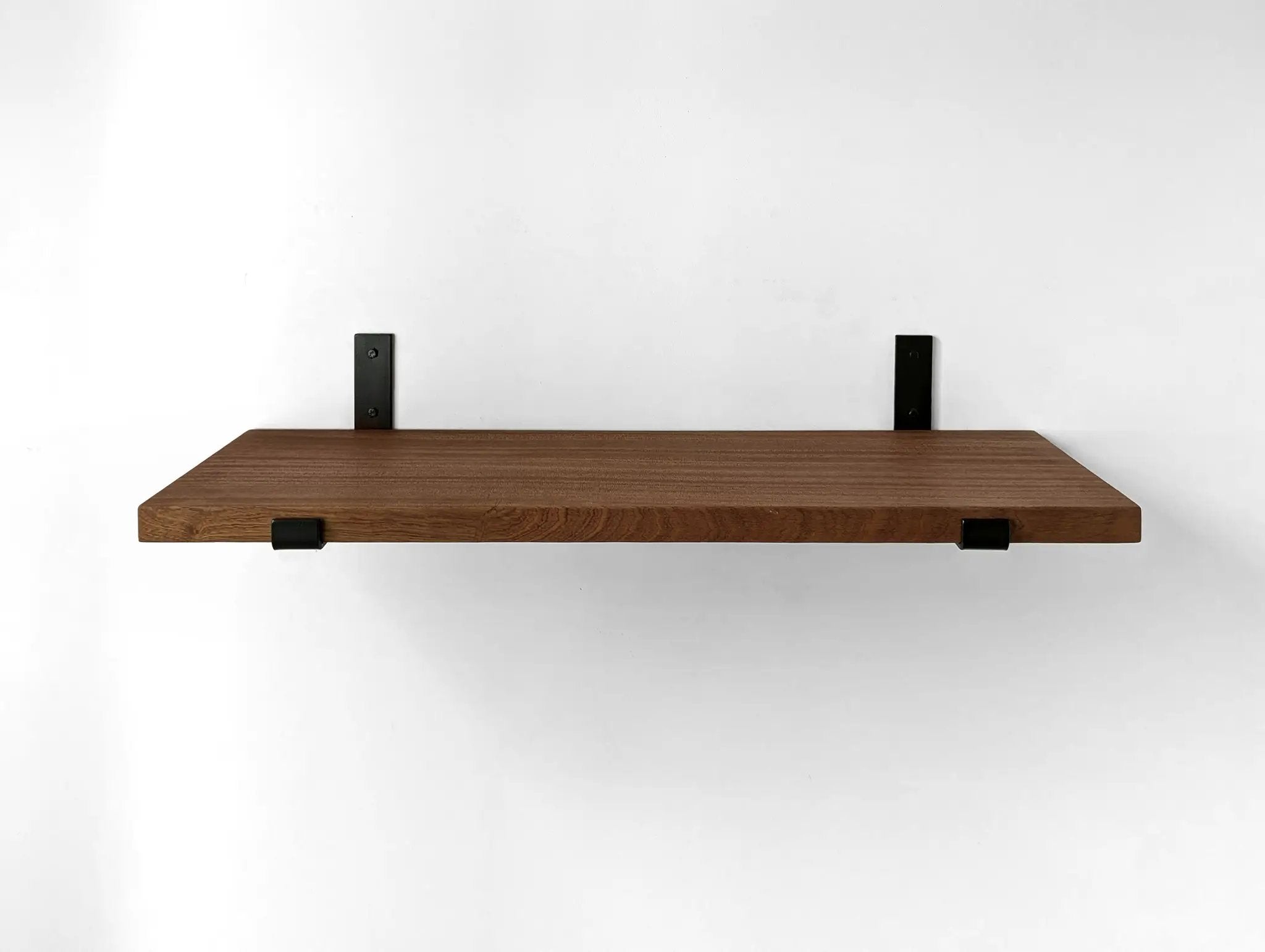 Thick Mahogany Shelf with Black Steel J Brackets by NookWoodworking