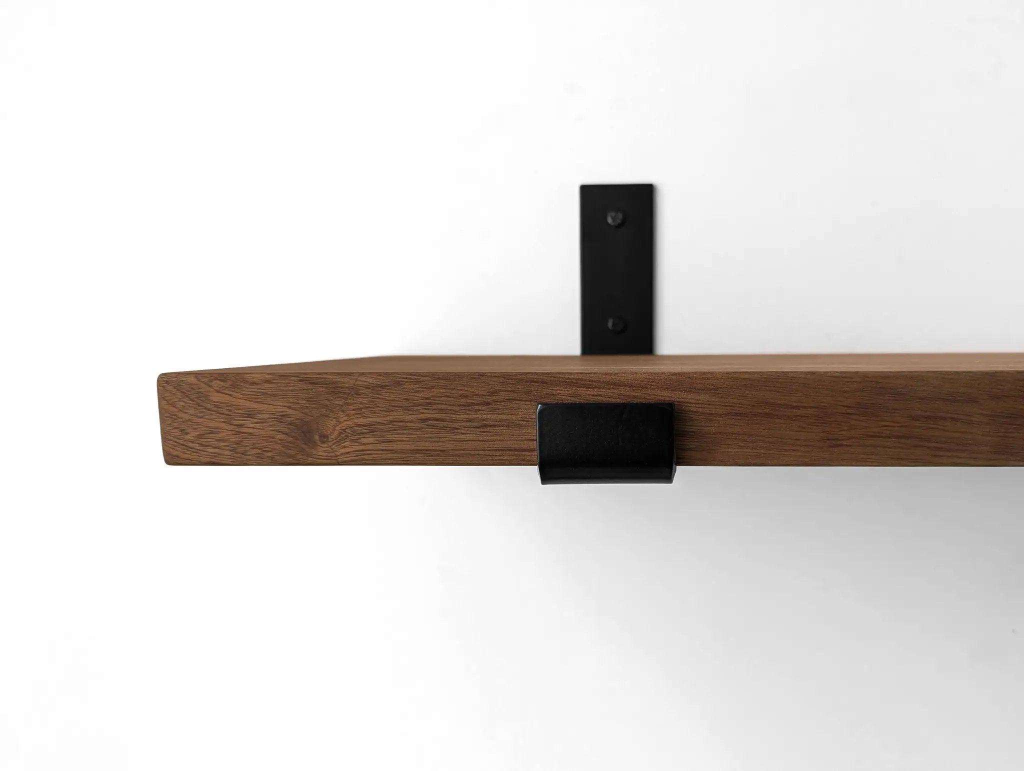 Thick Mahogany Shelf with Black Steel J Brackets by NookWoodworking