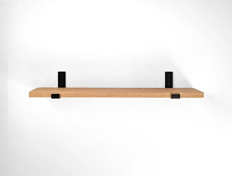 Thick Mahogany Shelf with Black Steel J Brackets by NookWoodworking