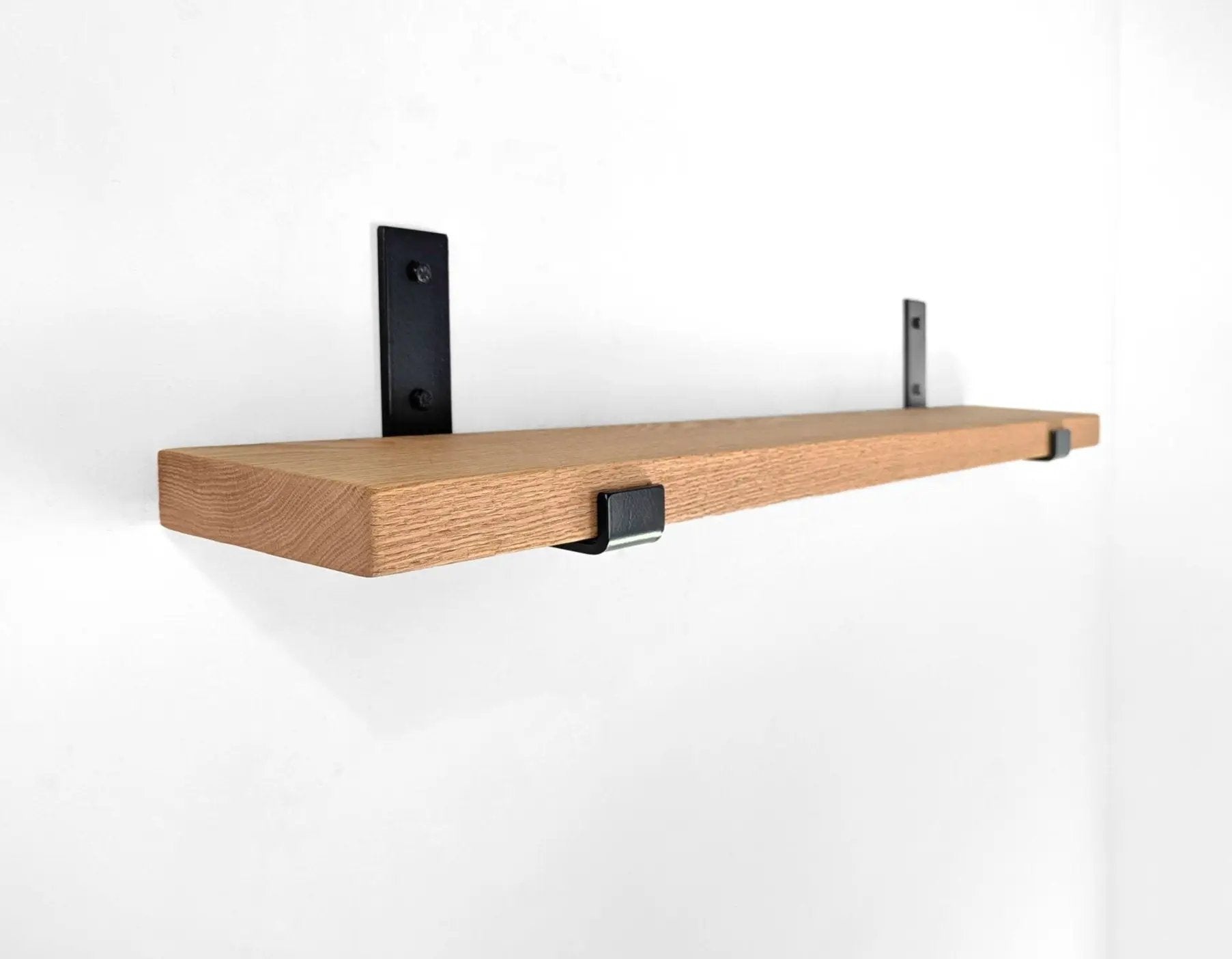 Thick Mahogany Shelf with Black Steel J Brackets by NookWoodworking