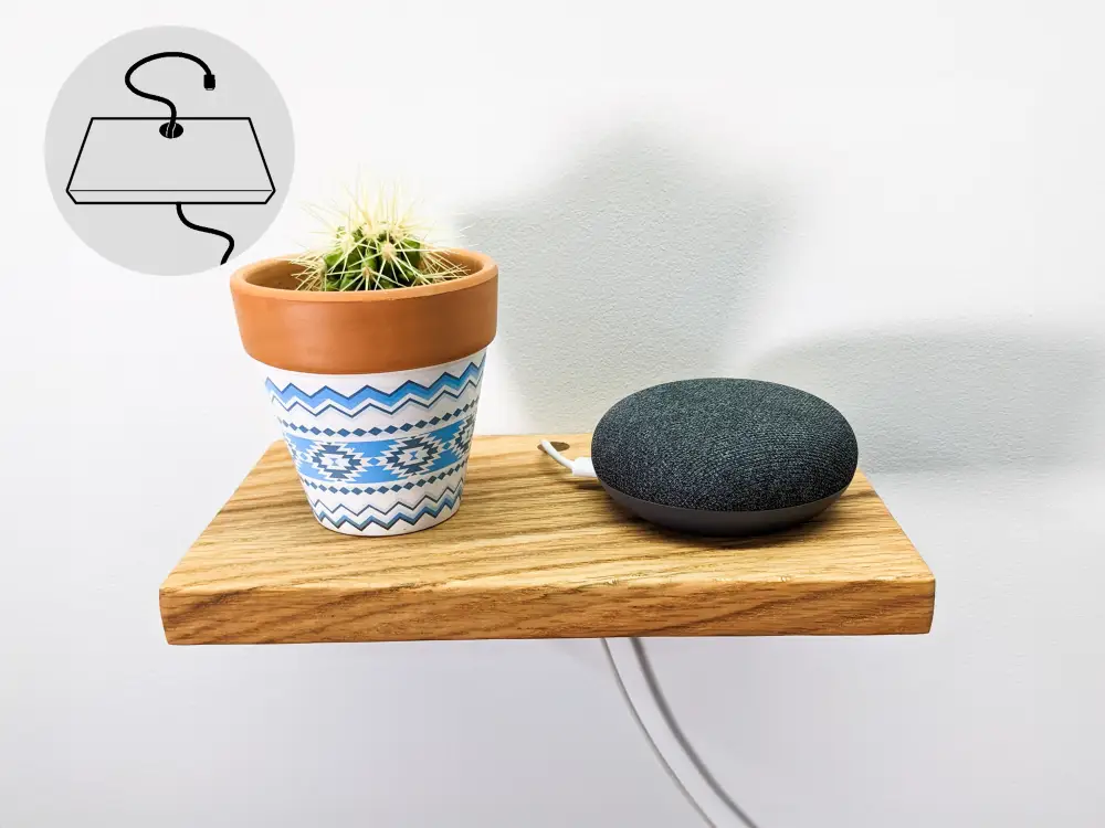 Oak Floating Shelf with Cord Hole by NookWoodworking