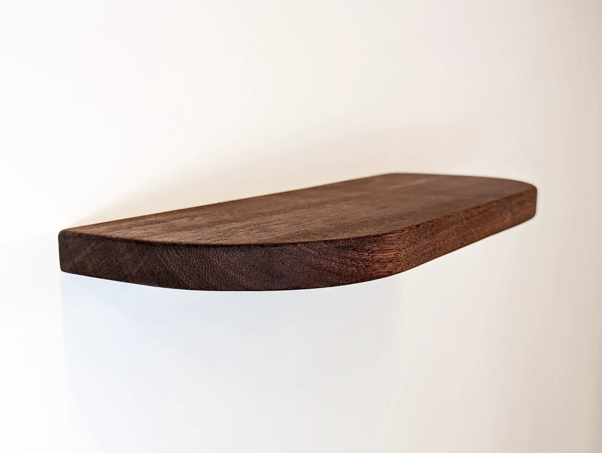 Thin Mahogany Floating Shelf with Rounded Corners by NookWoodworking