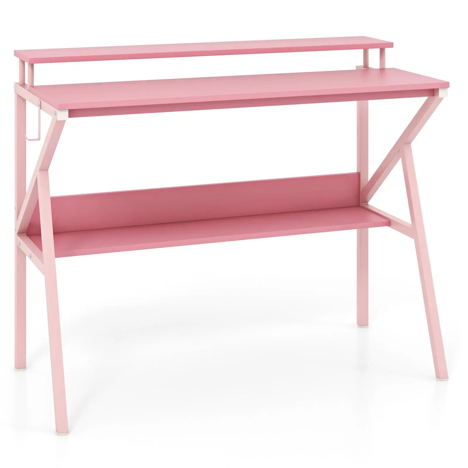 Space Saving Computer Desk with Monitor Stand and Extra Storage Shelf for Work Study by DirectDeals