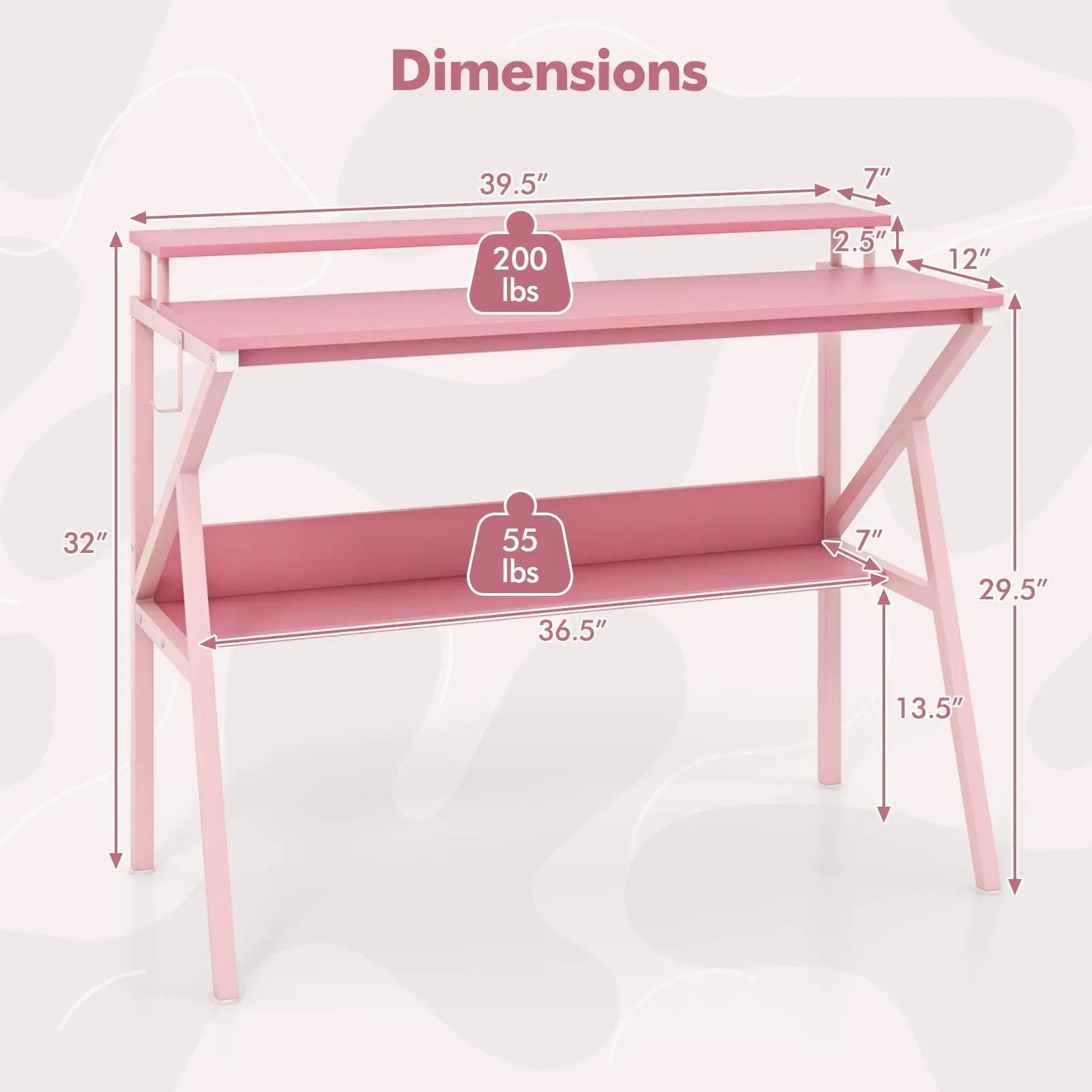 Space Saving Computer Desk with Monitor Stand and Extra Storage Shelf for Work Study by DirectDeals