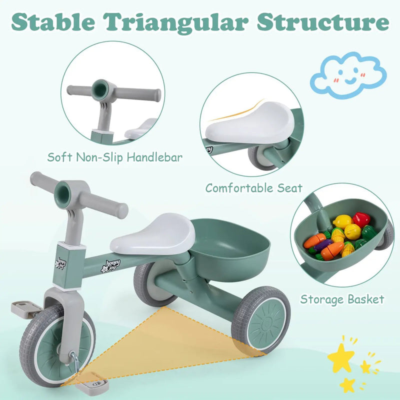 Convertible Toddler Trike with 86° Limited Steering Angle by DirectDeals