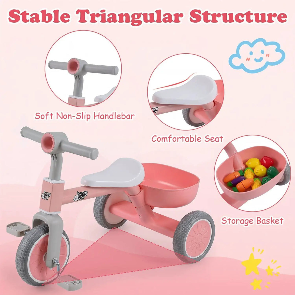 Convertible Toddler Trike with 86° Limited Steering Angle by DirectDeals