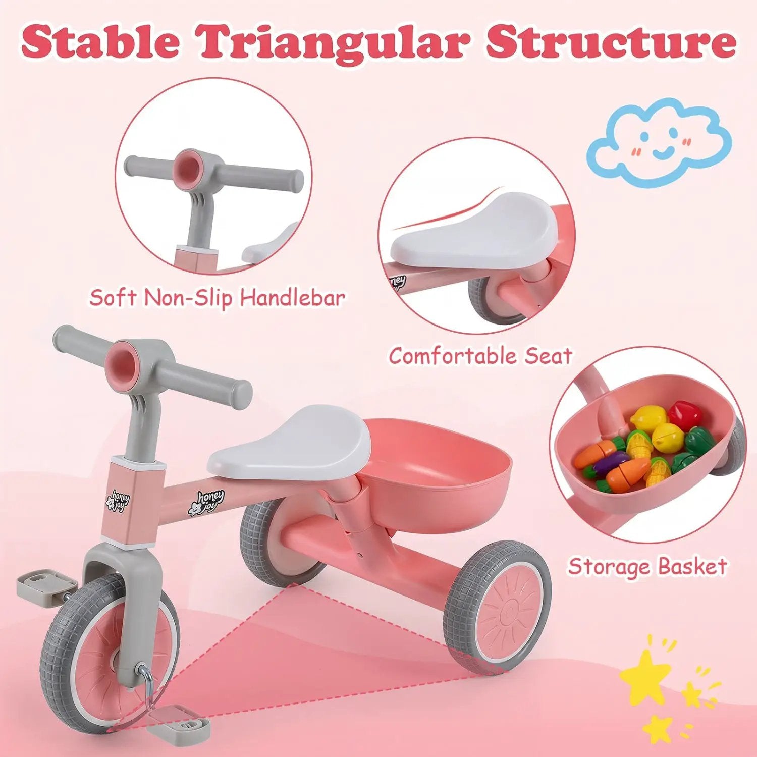 Convertible Toddler Trike with 86° Limited Steering Angle by DirectDeals