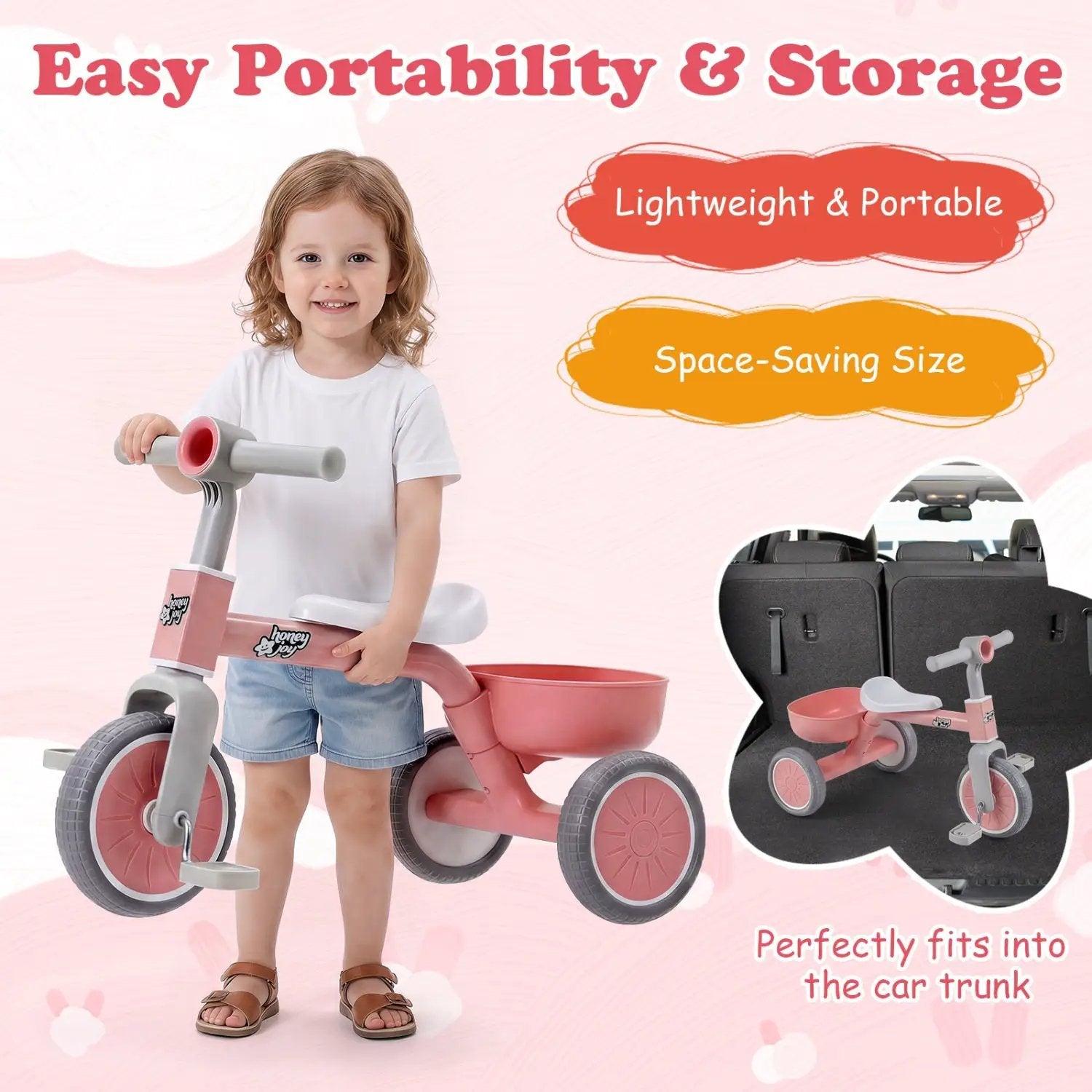 Convertible Toddler Trike with 86° Limited Steering Angle by DirectDeals