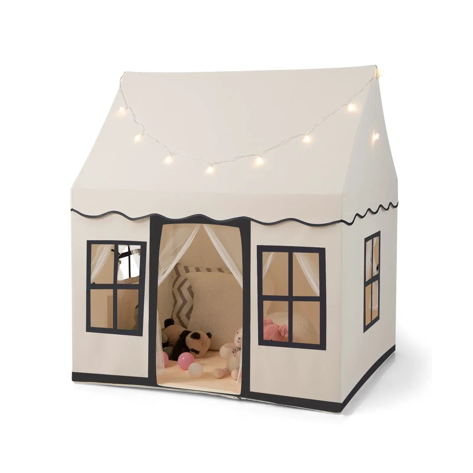Toddler Large Playhouse with Star String Lights by DirectDeals