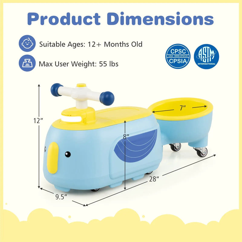 Toddler Ride on Toy with Trailer and Light Music by DirectDeals