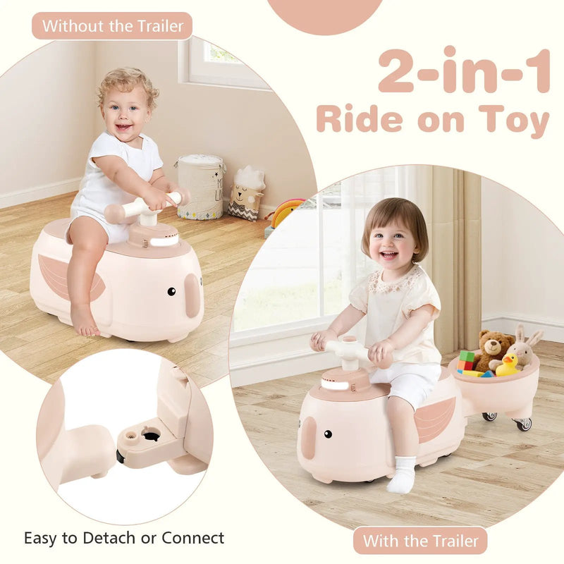 Toddler Ride on Toy with Trailer and Light Music by DirectDeals