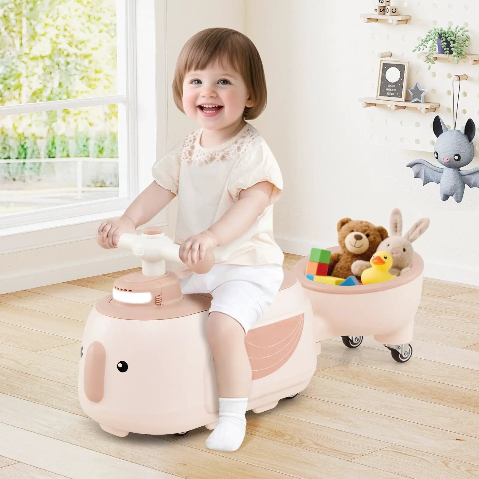 Toddler Ride on Toy with Trailer and Light Music by DirectDeals
