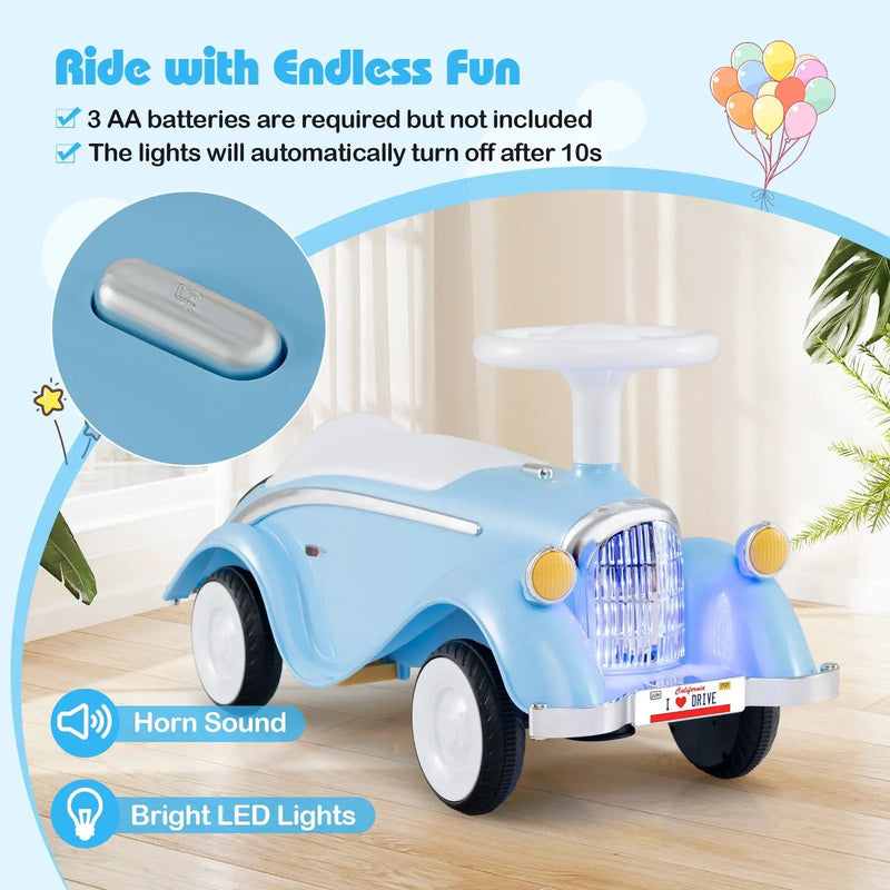 Toddler Ride on Toy Classic Sliding Car with Horn and LED Headlight by DirectDeals