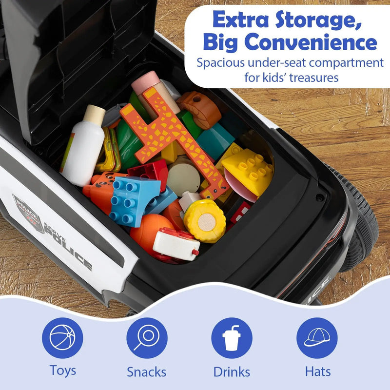 Toddler Sliding Car with Steering Wheel and Under-Seat Storage Push-Black by DirectDeals